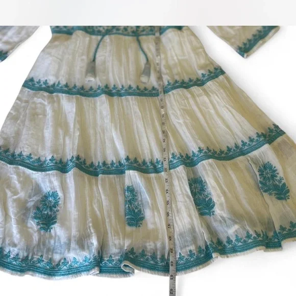 NWT |Soft Surroundings| Boho Midi Dress in White with Blue Floral Embroidery Med - Picture 8 of 10